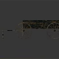Ancient Wooden Cart Featuring Traditional Design And Ornate Spoked Wheels