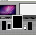 Laptops Tablet Smartphones And Smartwatch With Colorful Screen Displays And Wallpapers