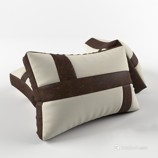 Decorative Ivory And Brown Striped Pillows For Home Sofa Decoration 3d model 