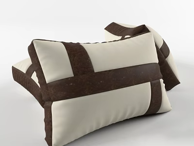 Decorative Ivory And Brown Striped Pillows For Home Sofa Decoration 3d model