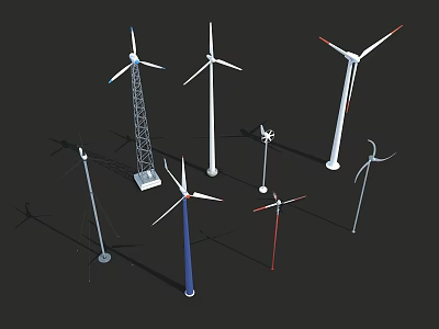 Industrial Wind Turbines Showcasing Various Designs Multiple Sizes And 3D Models Collection 3d model