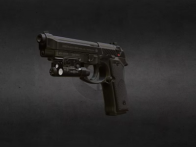 Black Tactical Handgun With Modern Design Textured Grip And Barrel Accessory Isolated On Dark Background 3d model