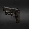 Black Tactical Handgun With Modern Design Textured Grip And Barrel Accessory Isolated On Dark Background