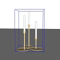 Modern Decorative Ornament Set With Three Golden Base Candle Holders And White Candles