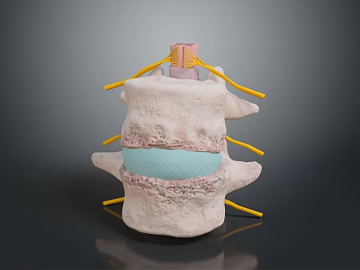Human Spine Anatomy Model Showing Vertebrae Disc And Nerve Roots Structure 3d model