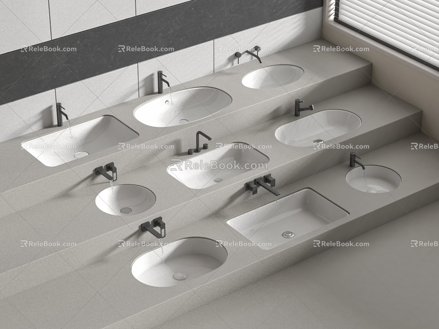 wash basin wash basin counter basin faucet 3d model