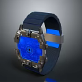 Modern Wristwatch With Dark Blue Strap Blue Dial And Metal Frame