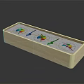 Wooden Rectangular Box With Three Colorful Circular Educational Devices And Pointers