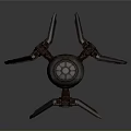 Sci Fi Fighter Model With Triangular Wings And Central Sphere Design 3d model