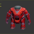Red Metallic Mech Robot Game Movie Character With Green Head Design