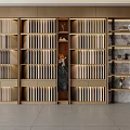 Modern Display Shelves With Wooden Metal Layers For Retail Product Storage Showcase