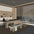 Traditional Japanese Tea Room Interior With Wooden Shelves Tea Sets And Maple Garden View