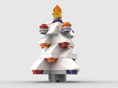 Building Blocks Christmas Tree With Colorful Decorations Star On Top And Layered Structure 3d model