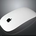 White Apple Mouse With Black Logo On Gray Background And Reflection 3d model