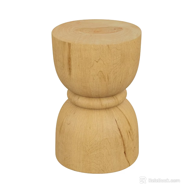 Natural Wood Stool With Simple Design Two Cylindrical Parts And Wood Grain 3d model 