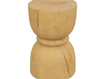 Natural Wood Stool With Simple Design Two Cylindrical Parts And Wood Grain 3d model