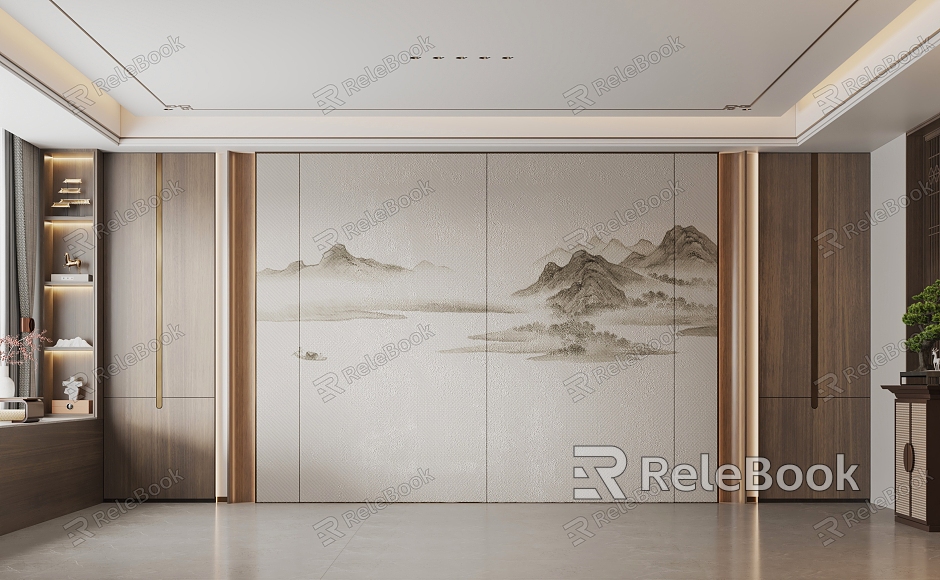 New Chinese sofa background wall model