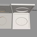 Contemporary White Ceiling Design Featuring Two Circular Light Panels and Recessed Lighting 3d model