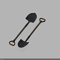 Essential Household Shovels With Black Blades Wooden Handles And Metal Loop Grips
