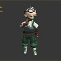 Cartoon 3D Model Character Wearing Green Overalls White Top Hat And Aviator Goggles Living Supplies