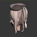 Cute Game and Movie Character With Pink Twin Tails Blue Eyes Bow and Star Decorations