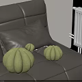 Green Pumpkin Shaped Cushions on Soft Leather Sofa in Living Room