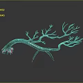 Wood Stone Decorative Art Piece With Illuminated Branches And Blue Tips