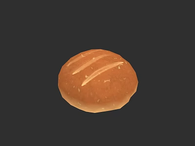 Freshly Baked Round Bread With Golden Brown Surface And Three Slits 3d model
