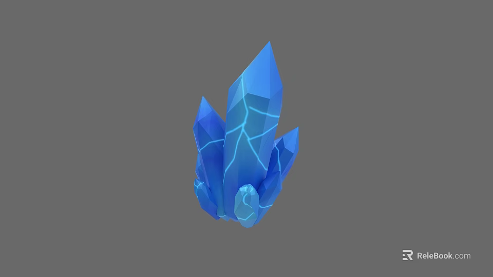 Vibrant Blue Crystal With Multiple Pointed Tips And Cracked Surface 3D Render 3d model 