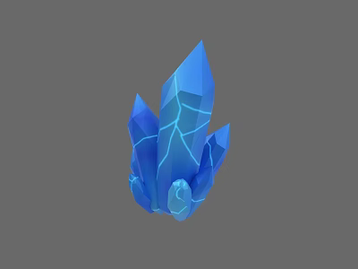 Vibrant Blue Crystal With Multiple Pointed Tips And Cracked Surface 3D Render 3d model