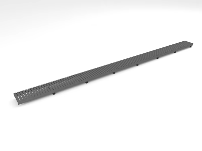 Gray Long Grated Floor Strip With Supportive Base And Linear Design 3d model