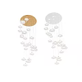 Elegant White Bell Shaped Pendant Lights Hanging in Downward Curve Against Black Background