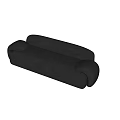 Black Leather Three Seater Sofa In Modern Minimalist Room With Green Wall And Concrete Floor