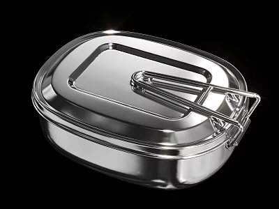 Stainless Steel Tableware Set With Lid And Metal Clasp For Household Use 3d model