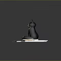Black And White Cat Doll Sitting On Stack Of Children Books With Colorful Covers