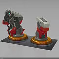Mechanical Equipment Units Featuring Red Gray Components And Orange Circular Bases 3d model