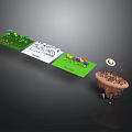 Scenic Components Featuring Green Grassland White Structure Colorful Objects And Floating Island