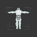 3D Model Of Game Movie Character In Black Armor With Green Glowing Eyes