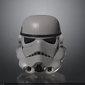 White Futuristic Helmet With Shiny Metallic Surface And Black Eye Details