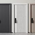 Modern Security Doors with Three Different Colors Vertical Stripes and Durable Locks 3d model