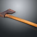 Vintage Axe with Wooden Handle and Rustic Metal Head Displayed on Dark Background