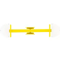 Yellow Playground Seesaw With White Seats And Sturdy Support Structure