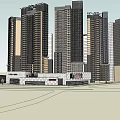 Modern Commercial Complex With High Rise Towers Retail Spaces And Modern Glass Facades