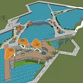 Park Landscape Design With Lakes Pavilions Curved Walkways Greenery And Open Areas