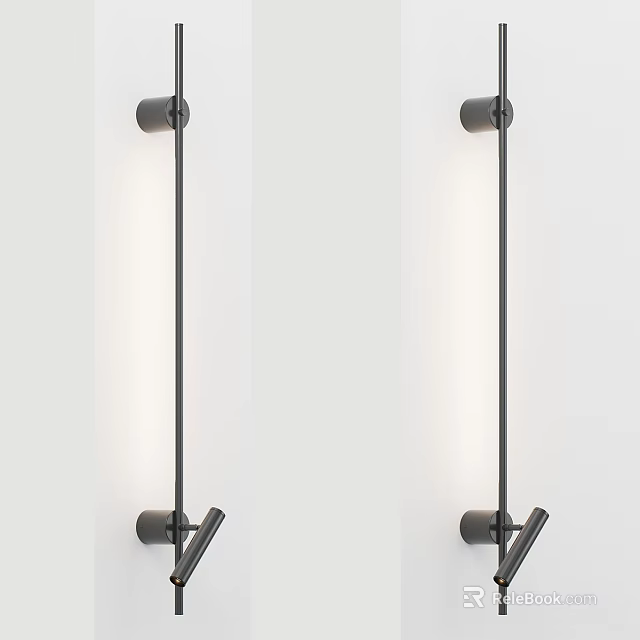 Modern Black Metal Wall Lamps with Sleek Long Strip Design for Indoor Lighting 3d model 