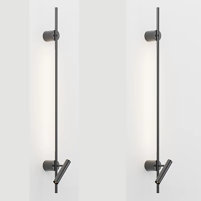 Modern Black Metal Wall Lamps with Sleek Long Strip Design for Indoor Lighting 3d model