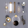Modern Wall Lamps With Various Geometric Shapes Metal And Glass Decorative Design