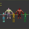 Game Movie Character Action Figures Standing With Arms Extended Green Hulk Red Hoodie Yellow Blue