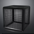 Black Metal Square Cage With Grid Wire Structure And Smooth Base