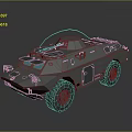 Armored Military Vehicle Featuring Open Top Cockpit Large Tires And Front Headlights